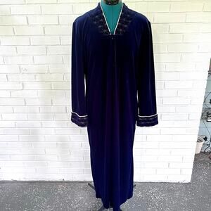 Vintage 70s blue and gold zip up robe